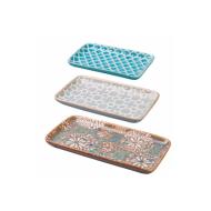 Set 3 vassoi rettangolari Reactive beige/ grey/blue