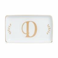 Vaschetta rettangolare in porcellana lettera D