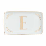 Vaschetta rettangolare in porcellana lettera E