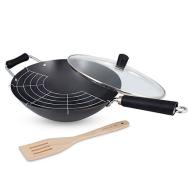 Set 4 pezzi Wok in acciaio al carbonio antiaderente Excellence