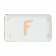 Vaschetta rettangolare in porcellana lettera F