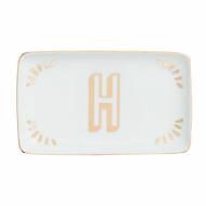 Vaschetta rettangolare in porcellana lettera H