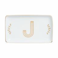 Vaschetta rettangolare in porcellana lettera J