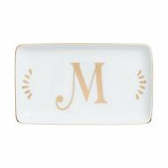 Vaschetta rettangolare in porcellana lettera M