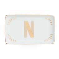 Vaschetta rettangolare in porcellana lettera N