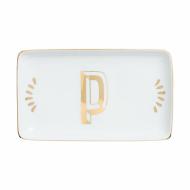 Vaschetta rettangolare in porcellana lettera P