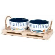 Set 2 coppette con base in legno Seaside cm 8,5