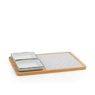 Tagliere in bambù con inserto in stoneware 2 ciotoline Umami