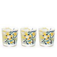 Set 3 bicchieri in vetro decorato Faenza cl 35