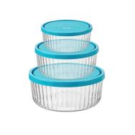 Set 3 contenitori in vetro con coperchio Brillante