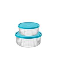 Set 2 contenitori in vetro con coperchio Brillante