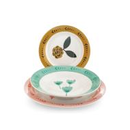 Servizio tavola 18 pezzi Soft Bloom. 6 piatti piani cm 27, 6 piatti fondi cm 20, 6 piatti frutta cm 19,5