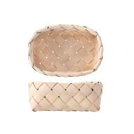 Cestino ovale in legno naturale intrecciato cm 25x19x7