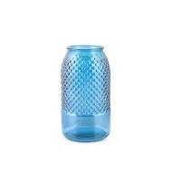 Vaso in vetro riciclato rombi blu cm 28