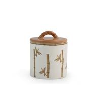 Barattolo in ceramica decoro bambù con coperchio con guarnizione in silicone lt 1,5