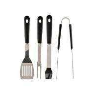 Set 4 utensili barbecue in acciaio inox e plastica
