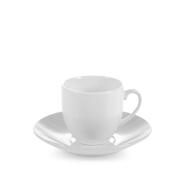 Set 2 tazzine da caffè con piattino in porcellana bianca