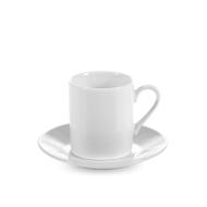 Set 2 tazzine da caffè con piattino in porcellana bianca