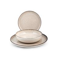 Servizio tavola 12 pezzi Pearl in porcellana colore avorio.4 piatti piani cm 27, 4 piatti fondi cm 19, 4 piatti frutta cm 19