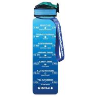 Borraccia Motivazionale Blu 1 lt + Asciugamano Palestra (75x35)