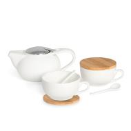 Set da tè in porcellana e bambù 7 pezzi Milky