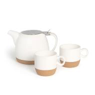 Set da tè in porcellana e sughero 3 pezzi Milky