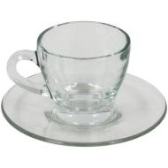 Set 2 tazze cappuccino con piattino in vetro Ischia