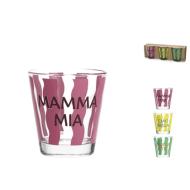 Set 3 bicchieri in vetro H&H decorazione Mammy cl.25