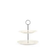 Alzata a due piani cm 19-21 con bordi festonati e manico cromato