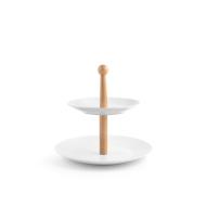 Alzata a due piani cm 19-27 con manico in legno