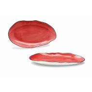Vassoio ovale in porcellana Brush Corallo cm 38x20