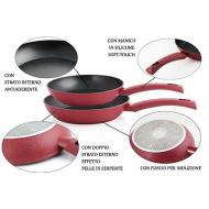 Set 2 padelle 24/28 cm in alluminio antiaderente Snake Red