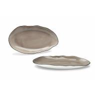 Vassoio ovale in porcellana Brush Tortora cm 38x20