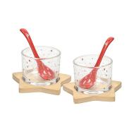 Set 2 bicchierini appetizer con cucchiaino e vassoio