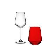 Set 6 calici trasparenti e 6 bicchieri rossi Allegra