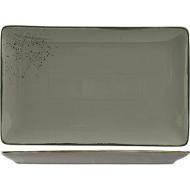 Set 6 piatti piani rettangolari in stoneware grigio Reactive cm 38x24