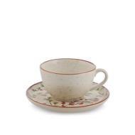 Set 2 tazze da tè con piattino in stoneware Red Delights