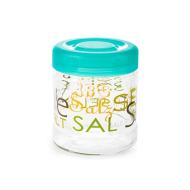 Barattolo sale in vetro decorato con tappo a vite in plastica Memo cc 800