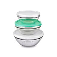 Set 3 contenitori per alimenti in vetro con coperchio