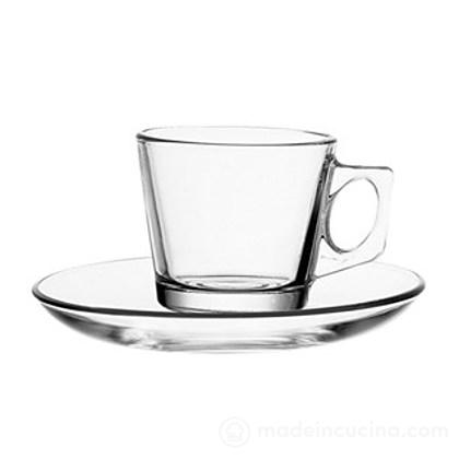 Set 6 tazzine da caffè con piattino in vetro Vela