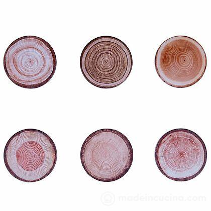 Set 6 sottobicchieri in ceramica Wood cm 10
