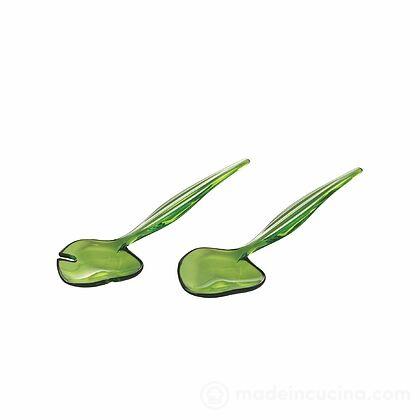 Set 2 posate insalata in plastica verde