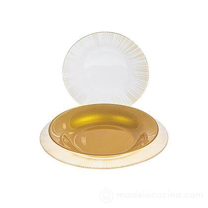 Servizio piatti 18 pezzi in vetro Focus oro