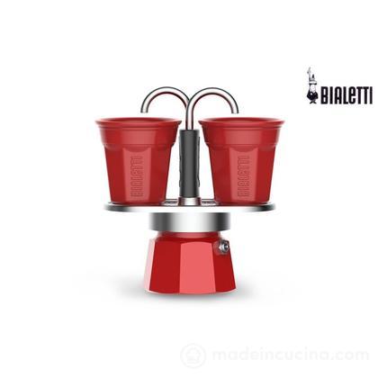 Caffettiera Mini Express con 2 tazzine colore rosso