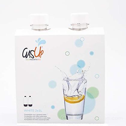 Set 2 bottiglie universali da 1 litro per gasatore d'acqua Gas Up colore bianco