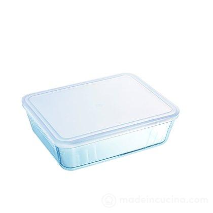 Contenitore Pyrex rettangolare con coperchio bianco