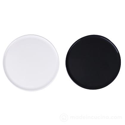 Set 4 piatti pizza in ceramica finitura lucida Colours bianco e nero