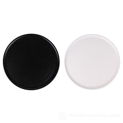 Set 4 piatti pizza in ceramica finitura satinata Colours bianco e nero