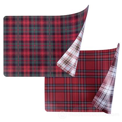 Set 4 tovagliette rettangolari double face in PVC Tartan