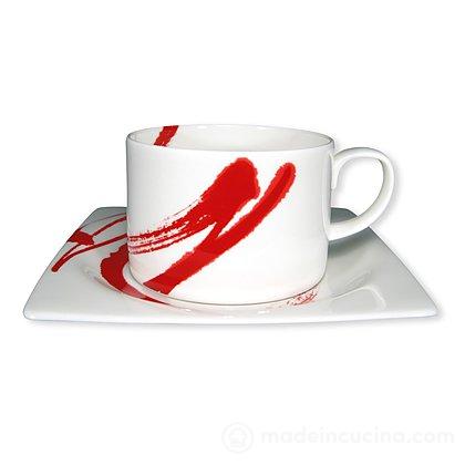 Confezione 6 tazze thè Painting Red con piattino